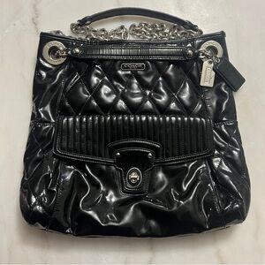 Coach 18673 Poppy Liquid Glass ~ Quilted Shoulder Bag Adjustible Chain Strap